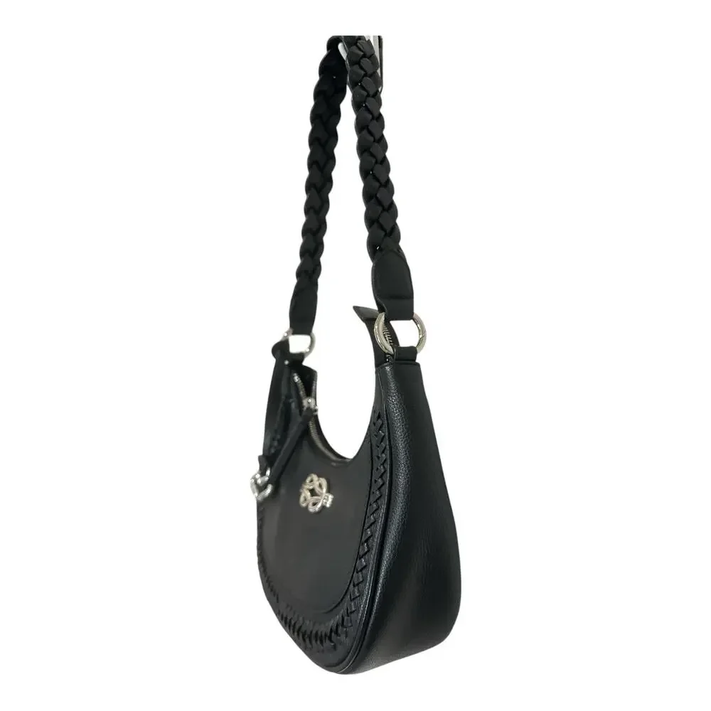 Brighton Black Leather Finn Convertible Shoulderbag Interlok Harmony Hobo (EUC)